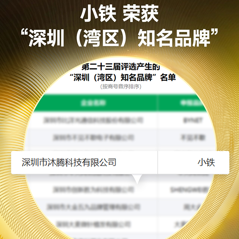 荣耀加冕！小铁荣获第二十三届深圳（湾区）知名品牌